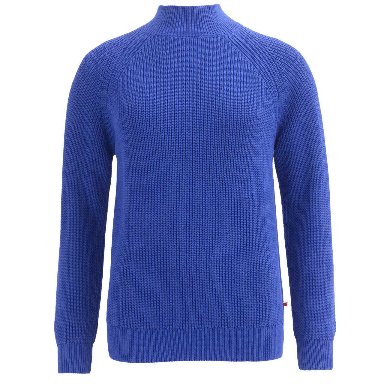 Damen Strick Pullover Stehkragen royalblau