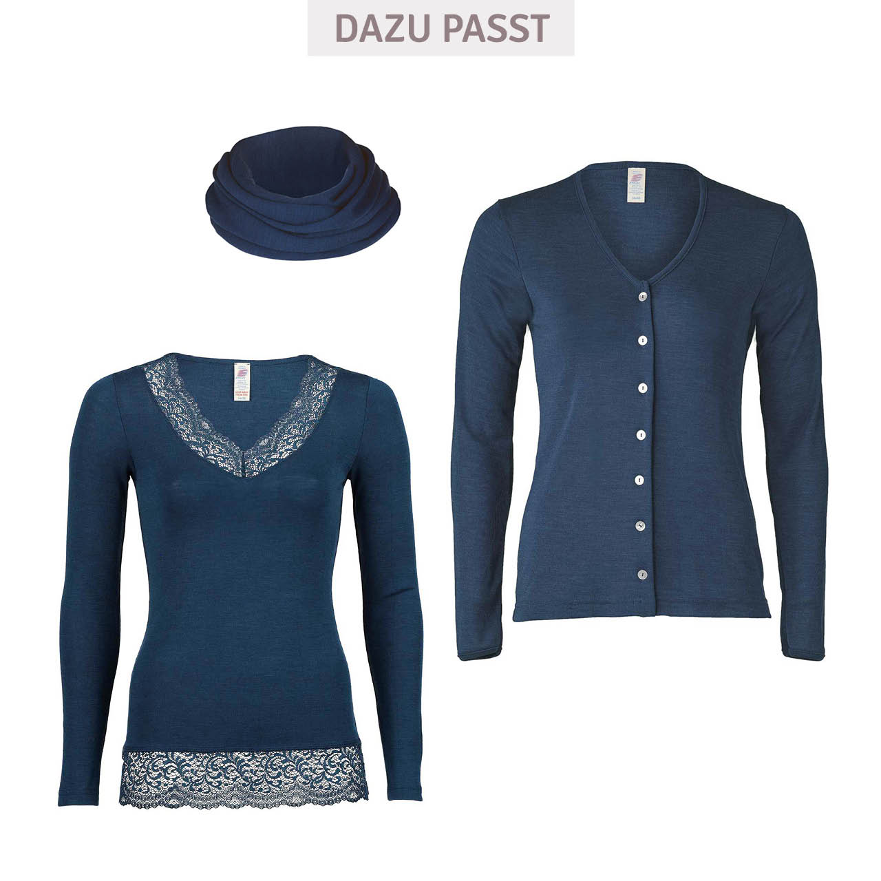 Damen Wolle Seide Cardigan marine