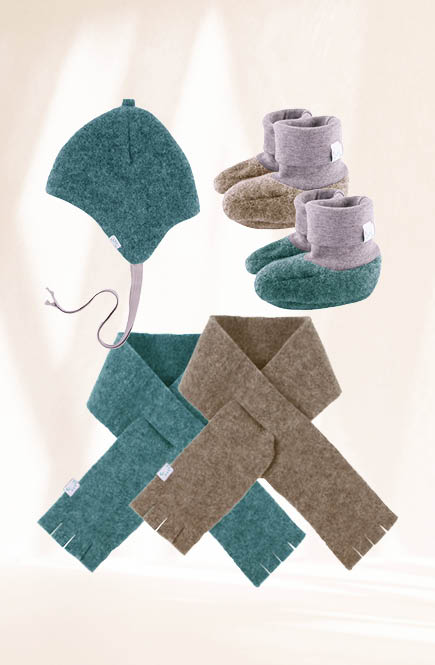 Warme Wollfleece Babyschuhe petrol