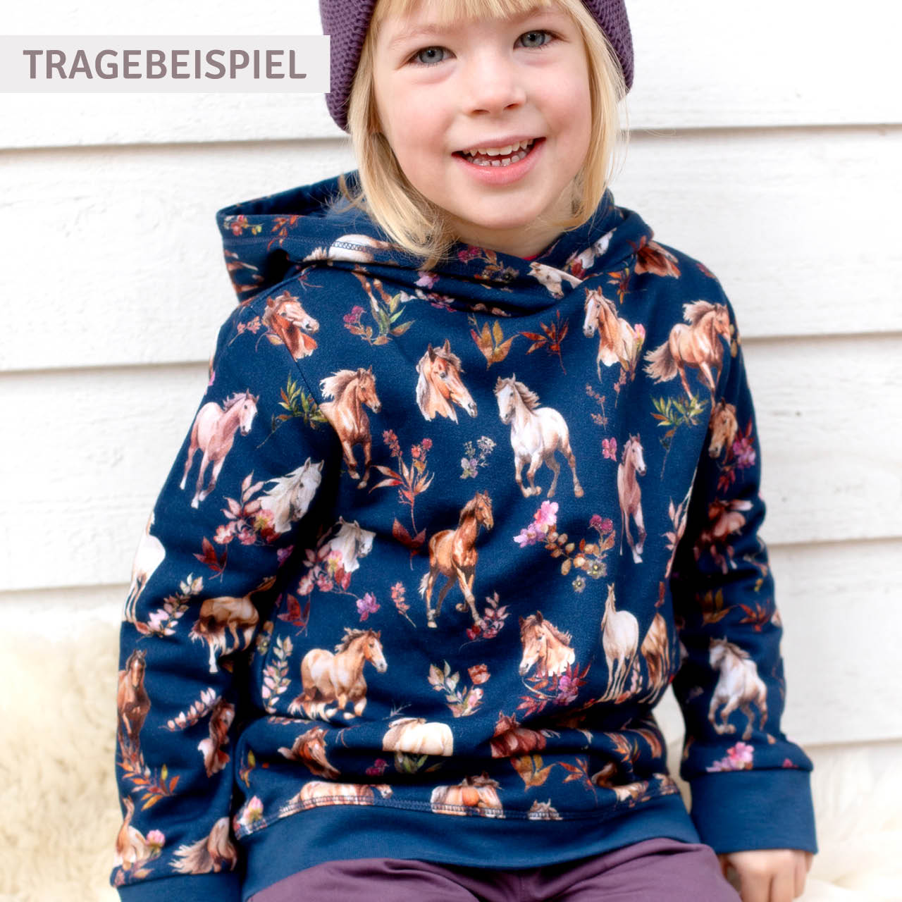 Sweat Pullover Pferde violett