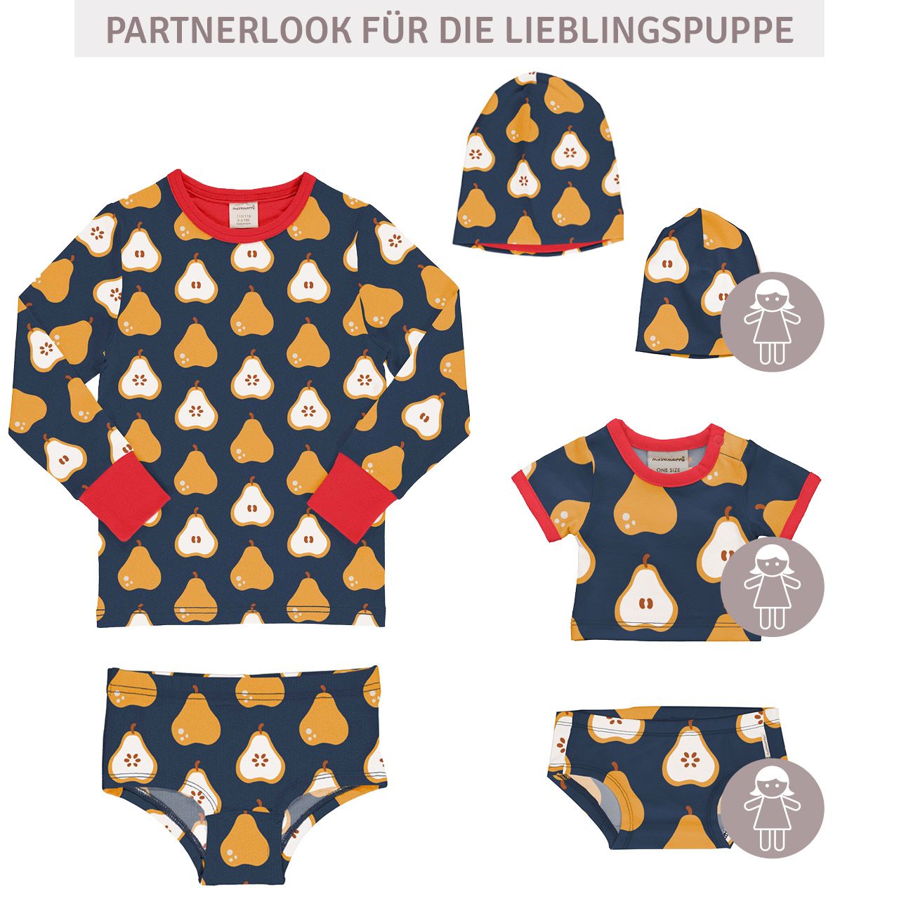 Puppenkleidung Unterhose Birnen dunkelblau