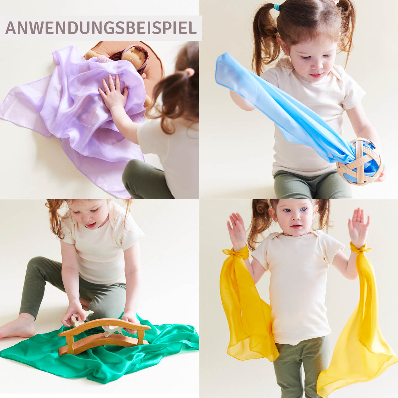 Spieltuch Seide Ozean-blau klein 53 x 53 cm