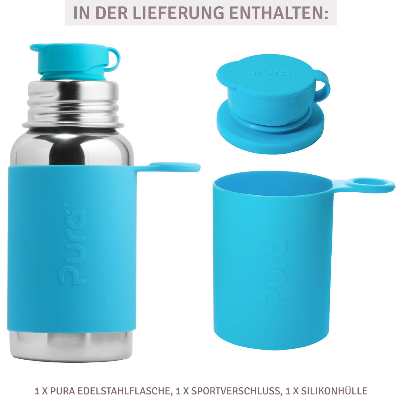 Edelstahl Flasche ab 3,5 Jahren Sportverschluss 550 ml blau