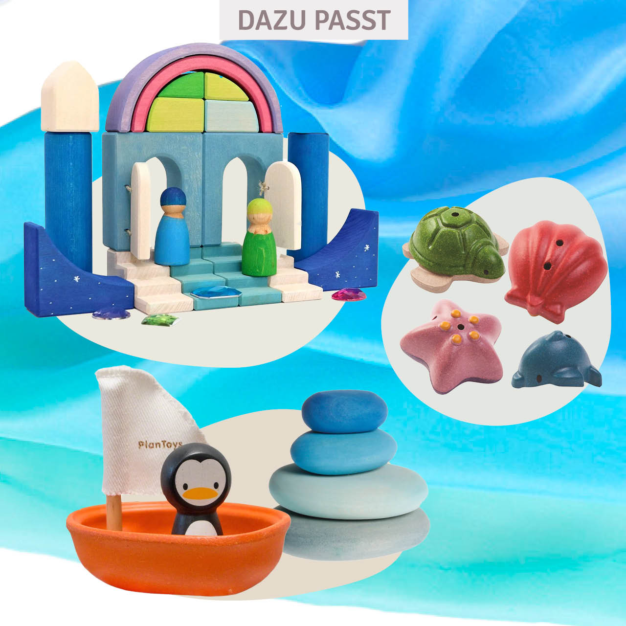 Spieltuch Seide Meer mittel 89 x 89 cm