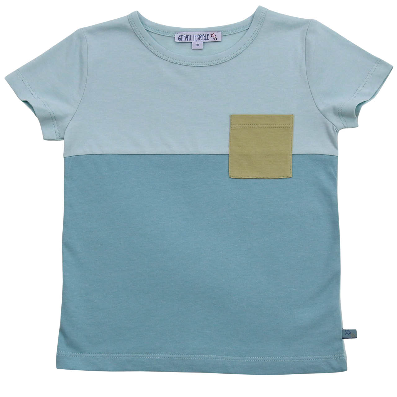 Weiches T-Shirt Colorblocking Blautöne