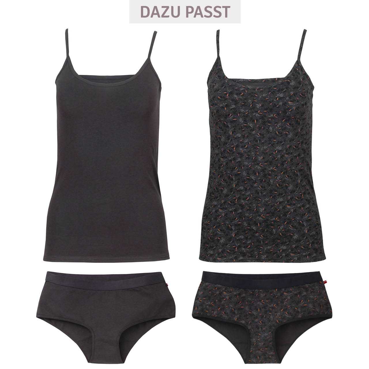 Doppelpack Damenpanty Blüten schwarz