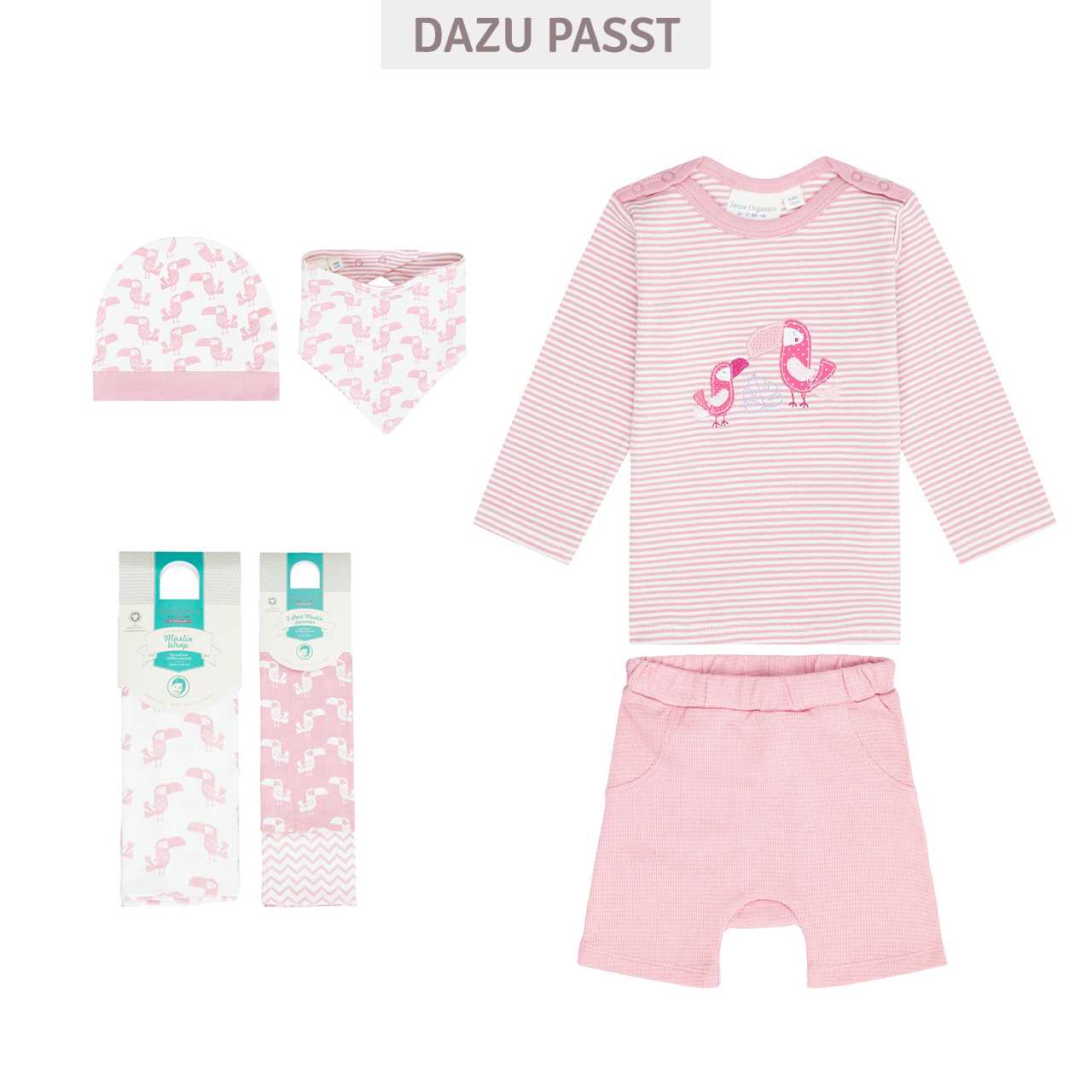 Langarmshirt Tukan Druckknöpfe rosa