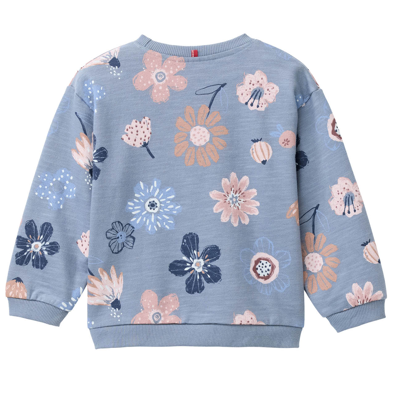 Weiches Sweatshirt große Blumen rauchblau