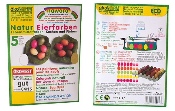 Produktfoto Verpackung der Eierfarben von vorne und hinten