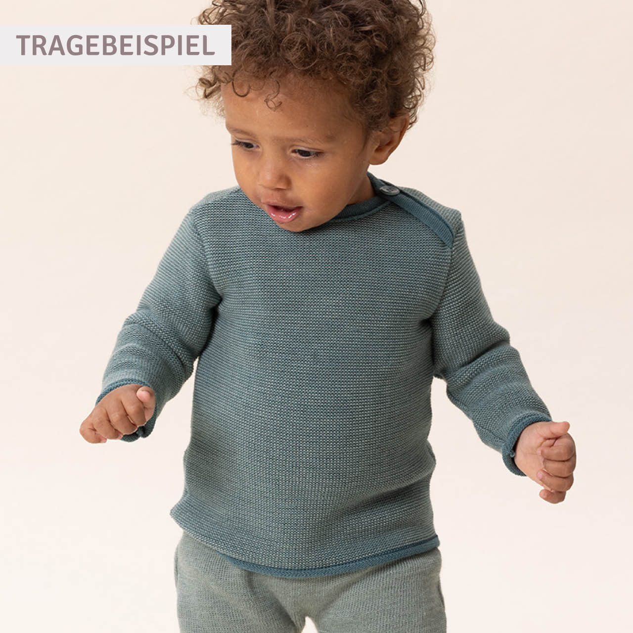 Baby Pullover Schurwolle taubenblau