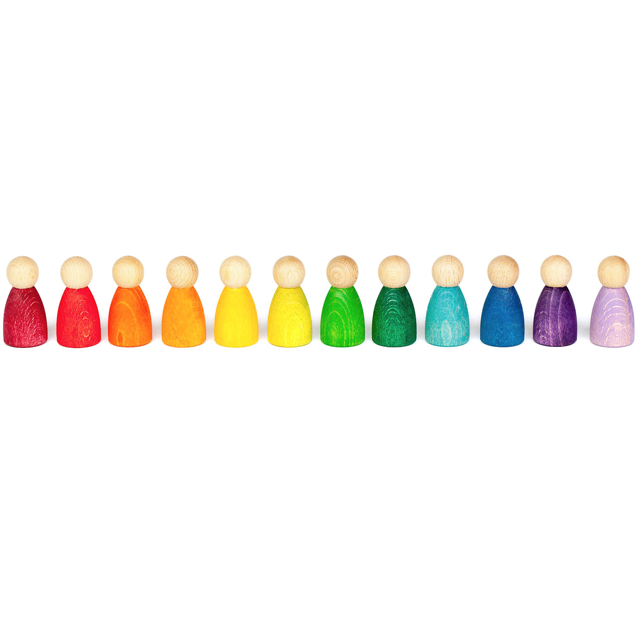 Nins® – 12 Holzspielfiguren in Regenbogenfarben ab 1 Jahr