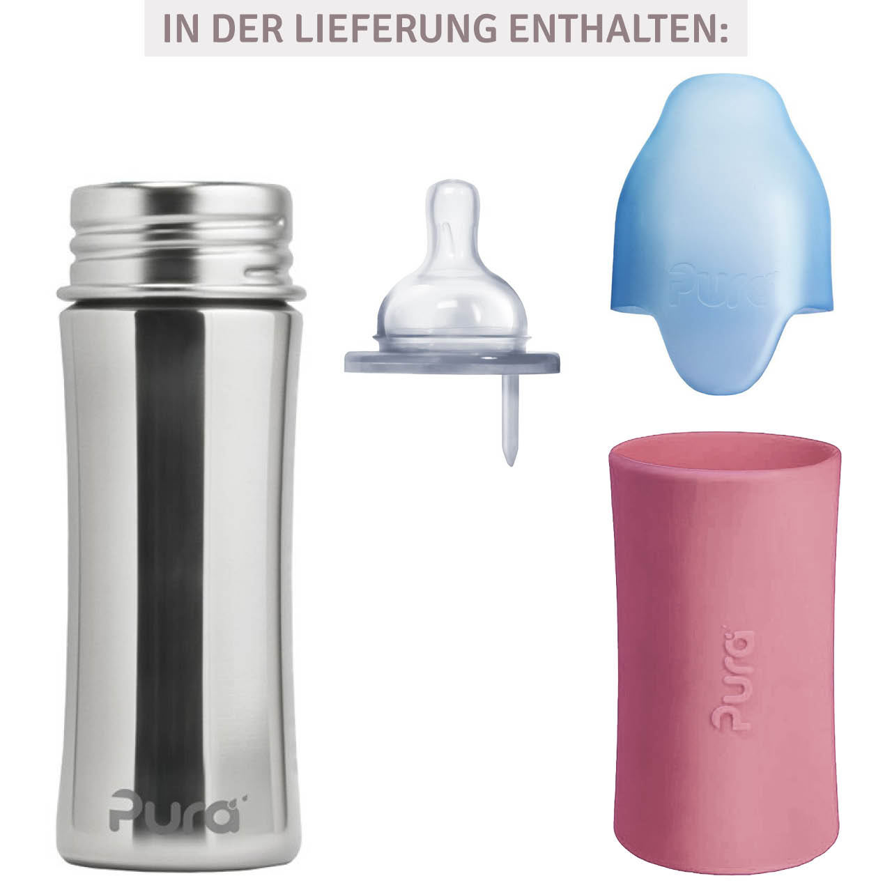 Pura kiki Babyflasche mitwachsend ab 3 Monate altrosa