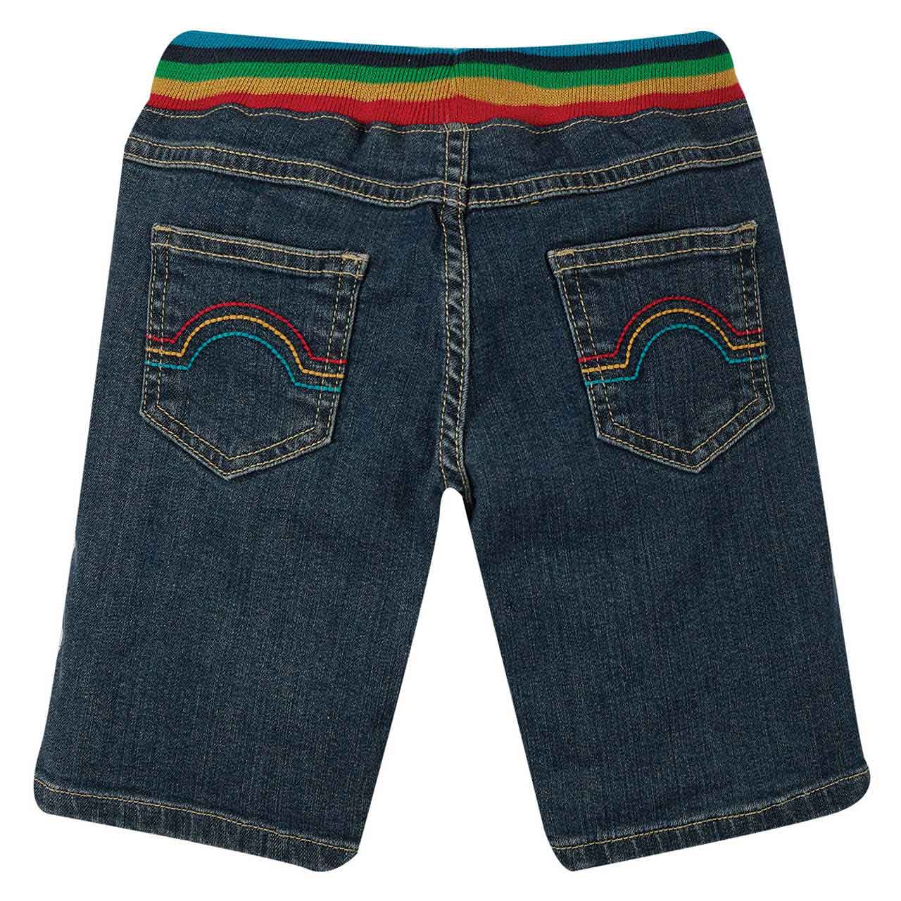 Bequeme Jeansshorts mit bunten Bündchen