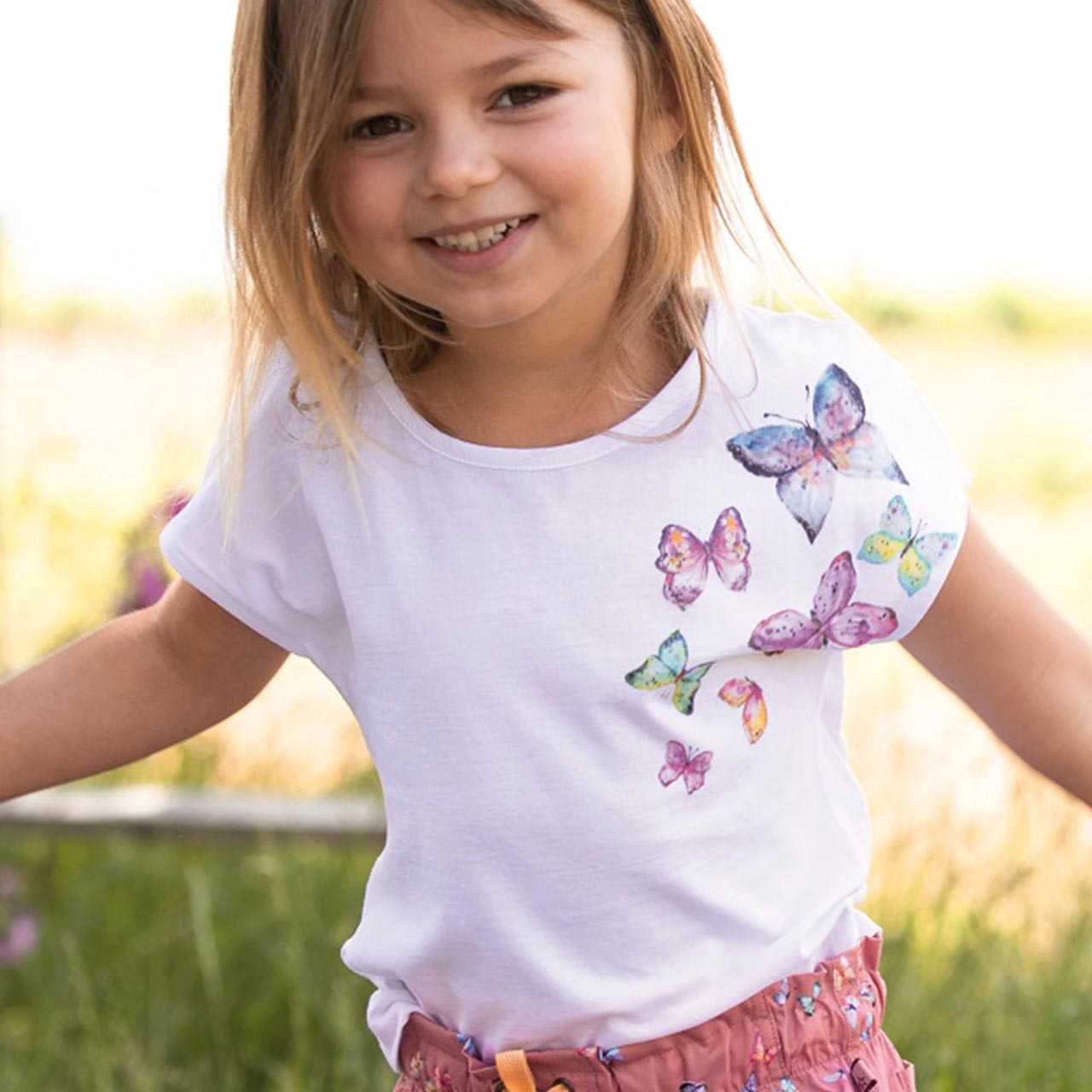 Sommer Shirt Schmetterling-Druck in weiß