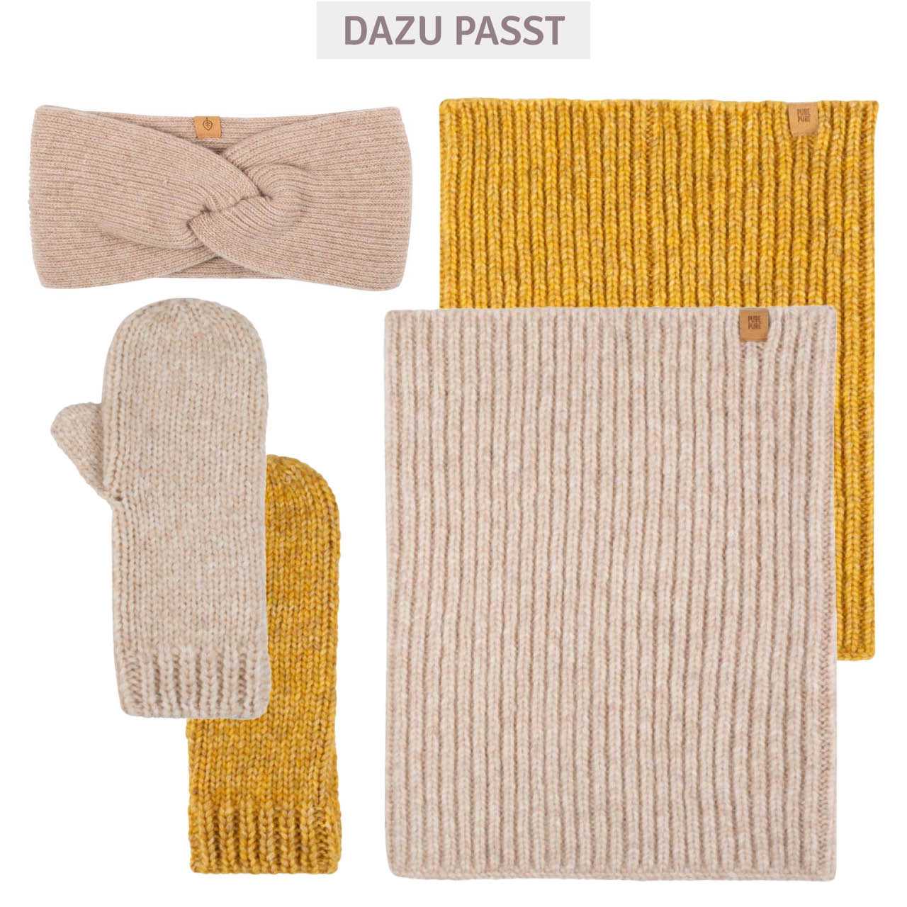 Damen Wolle Kaschmir Stirnband beige