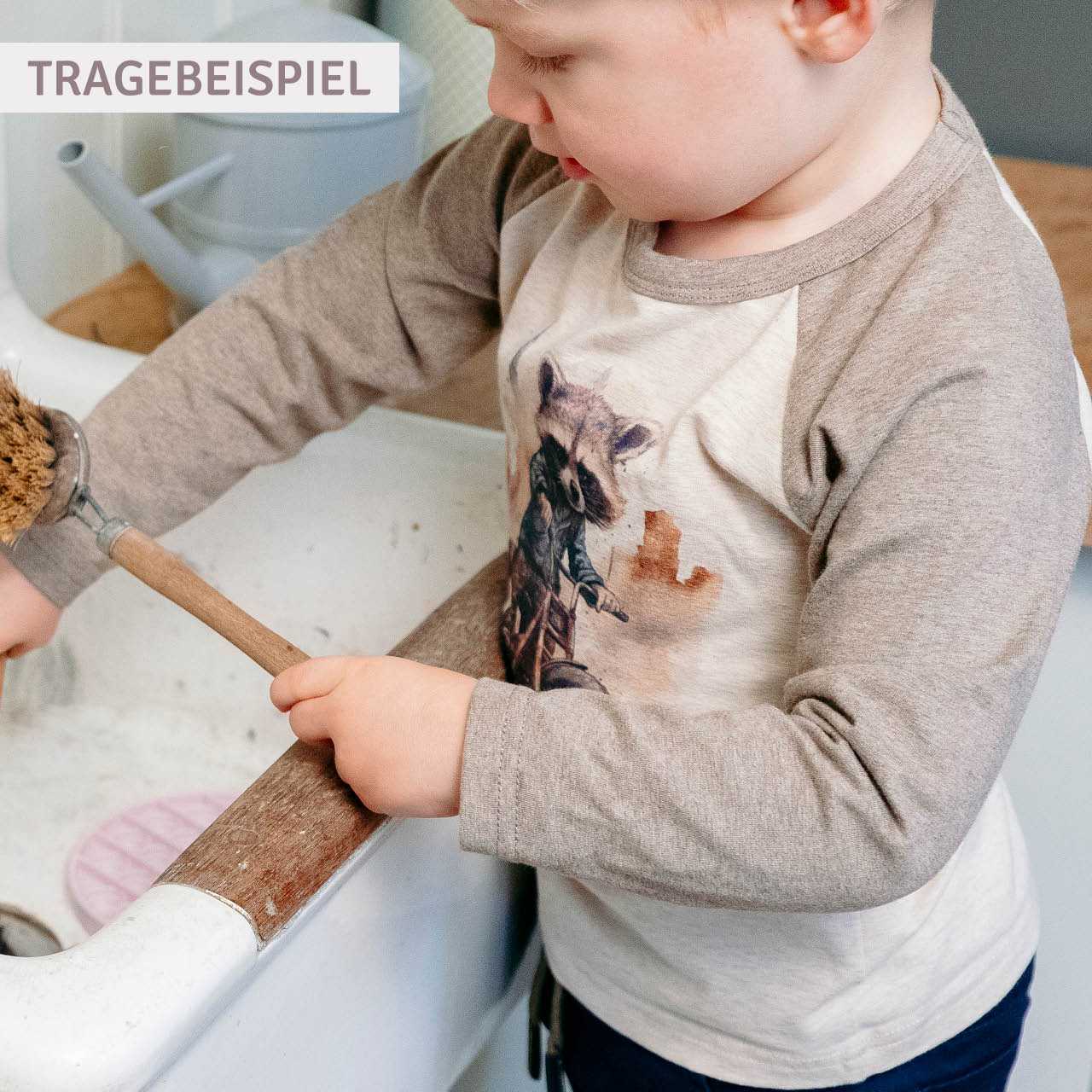 Weiches Langarmshirt Bär beige