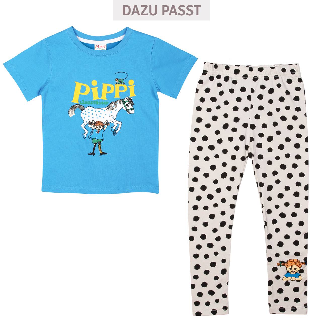 Shirt kurzarm Pippi Langstrumpf blau