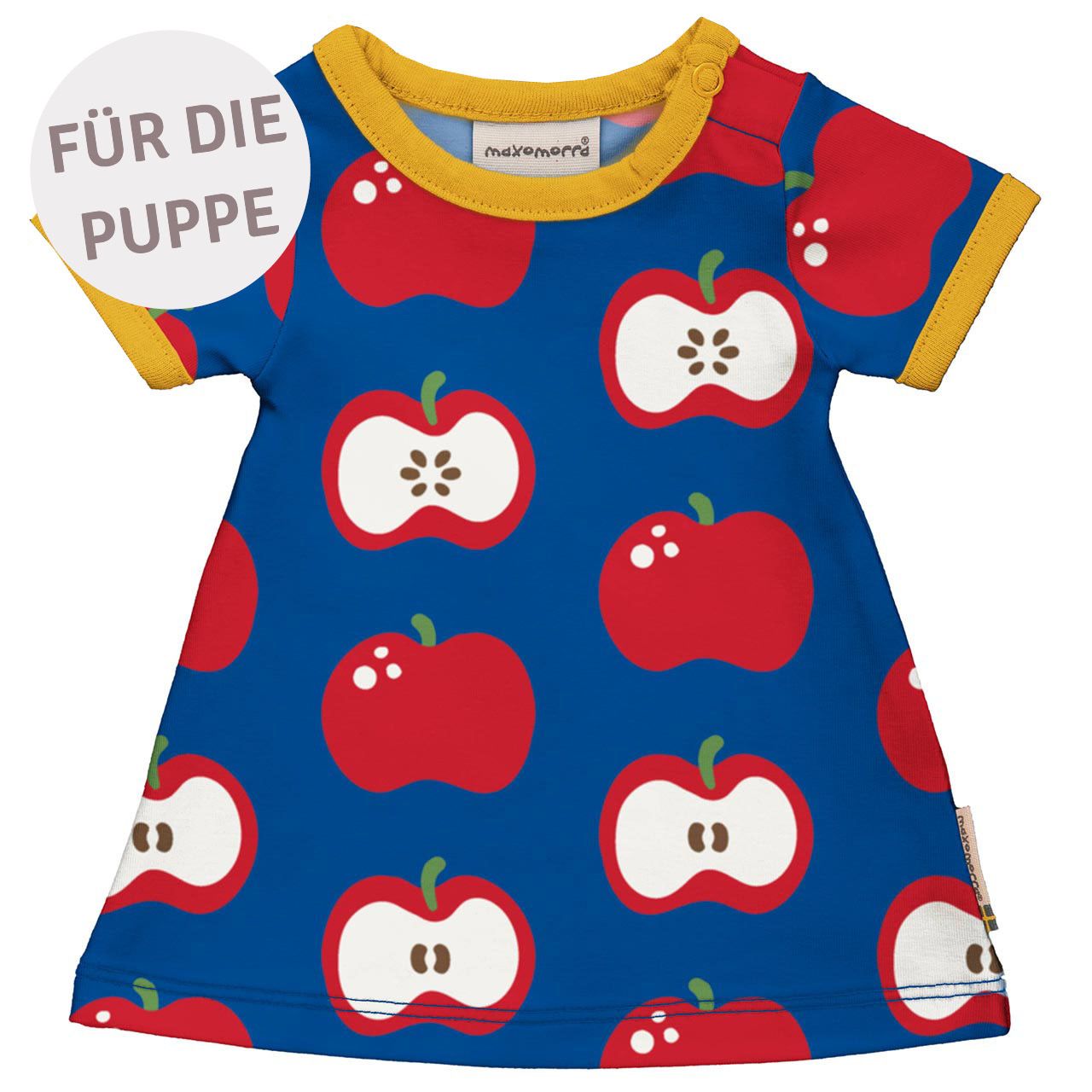 Puppenkleidung Kleidchen Äpfel blau