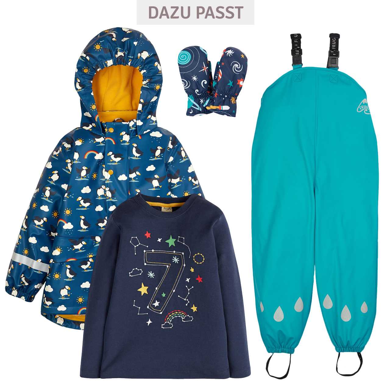 Gefütterte Regenjacke Papageitaucher dunkelblau