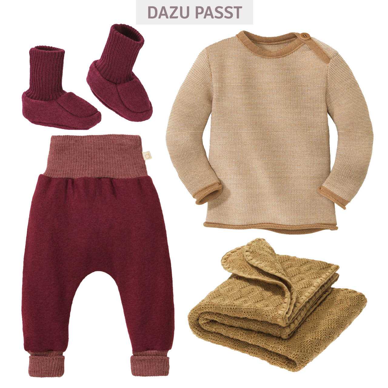 Pullover Baby Schurwolle karamell-natur meliert