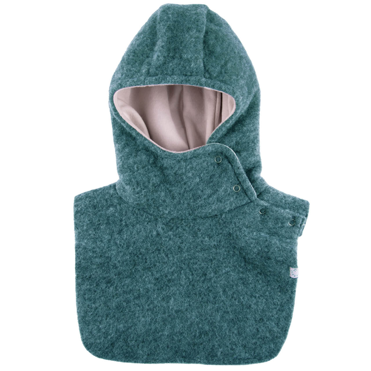 Warme Wollfleece Schlupfhaube petrol