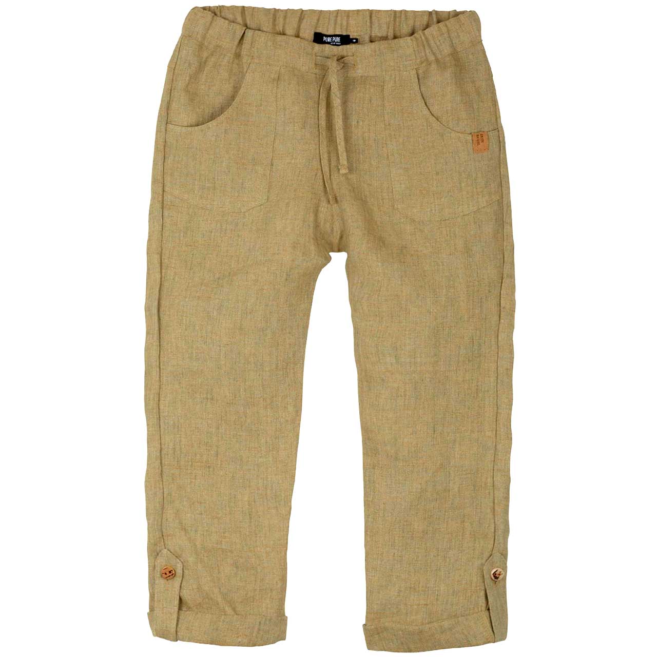 Leichte Hose lang Leinen beige-grün