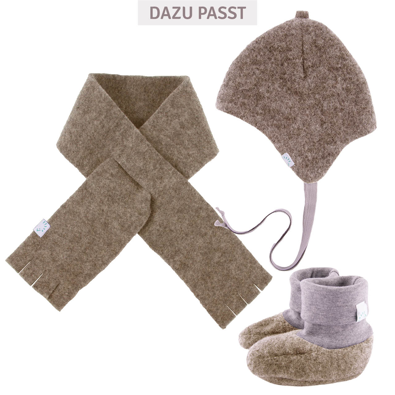 Warmer Wollfleece Steckschal beige 80cm
