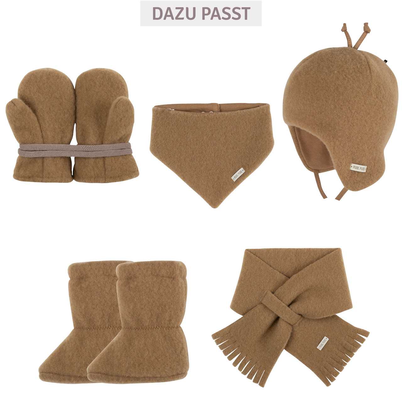 Woll Fleece Baby Fäustel dunkelbeige