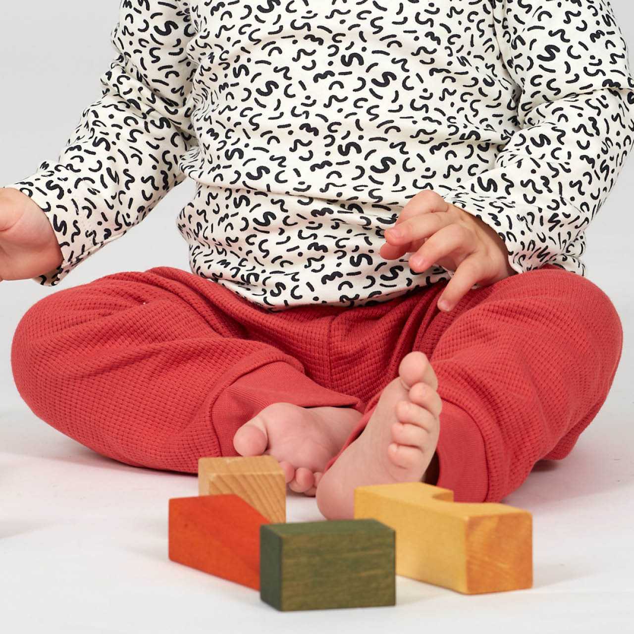 Bündchen Babyhose Waffel-Struktur Erdbeer-rot