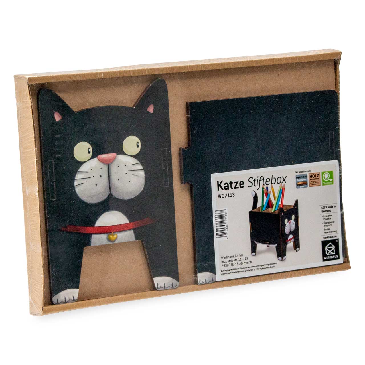 Stiftehalter Katze – Holz Stiftebox mit Stecksystem