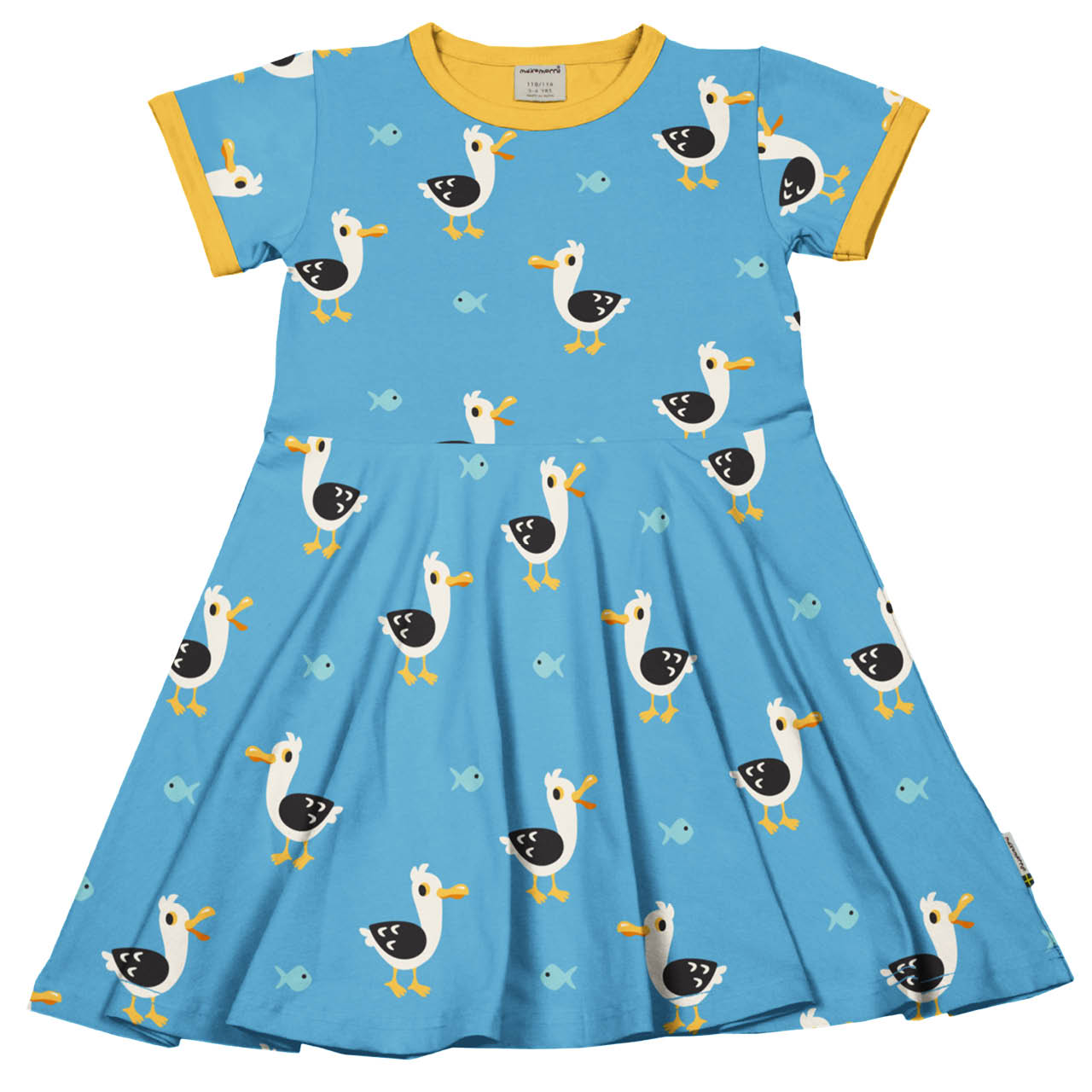 Flatterkleid kurzarm Möwe blau