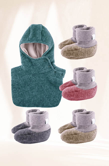 Warme Wollfleece Schlupfhaube petrol
