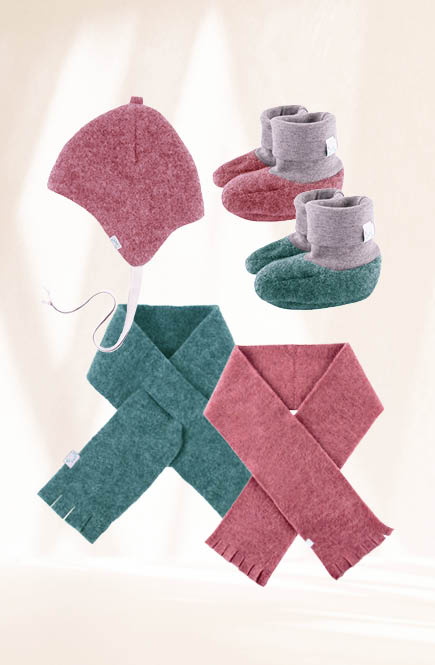 Warme Wollfleece Babyschuhe altrosa