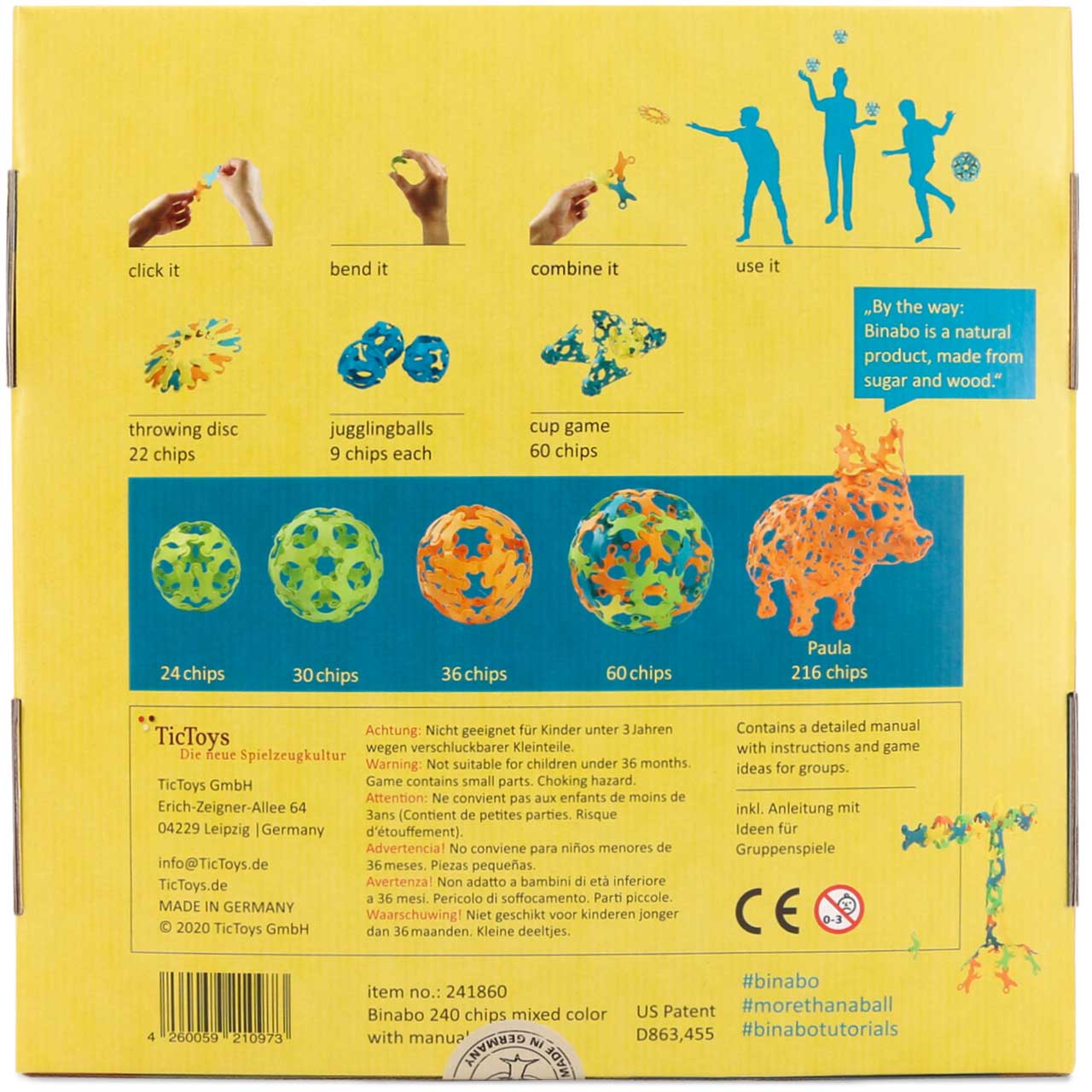 Konstruktionsspiel 240 Binabo Chips – 4 Farben