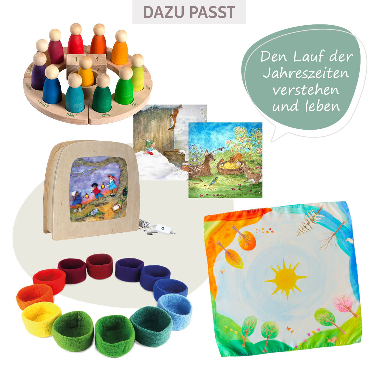 Jahreszeiten Spieltuch Seide 53 x 53 cm