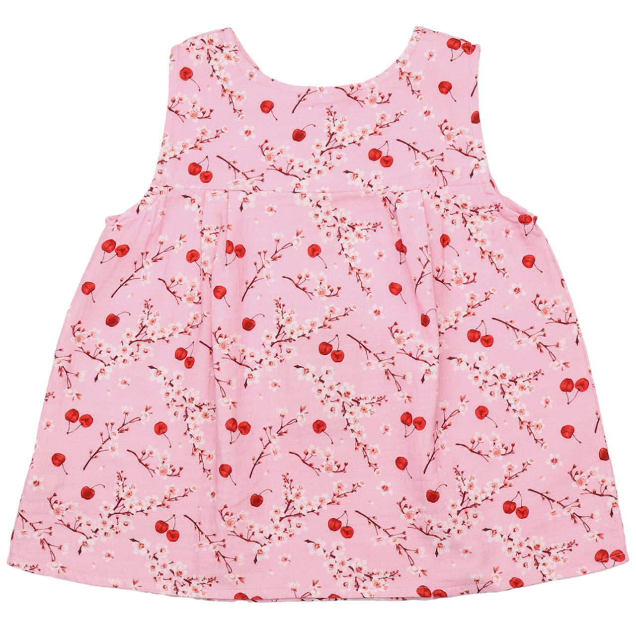 Musselin Bluse kurzarm Blumen rosa