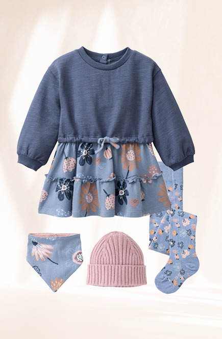 Strumpfhose Blumen rauchblau