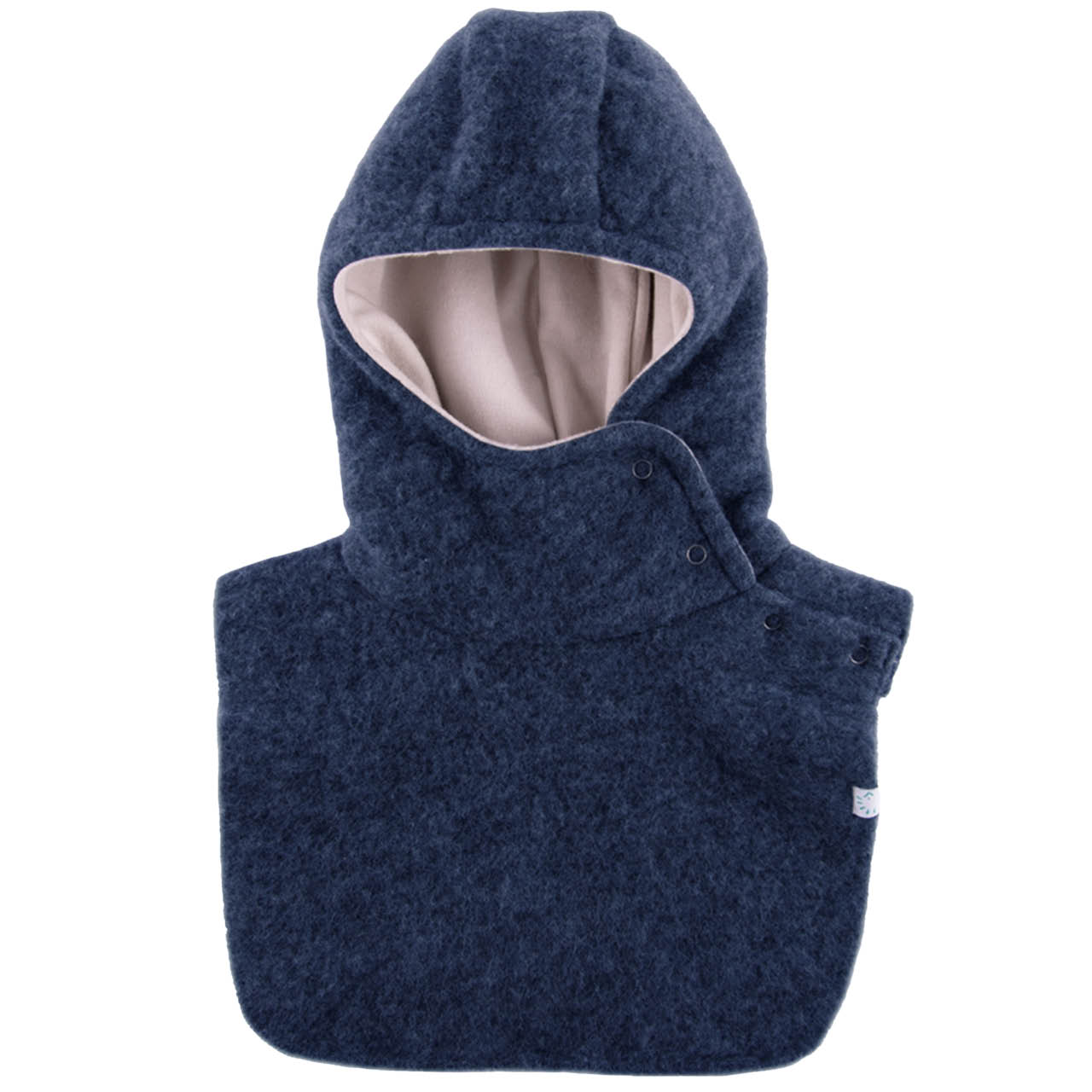 Warme Wollfleece Schlupfhaube dunkelblau