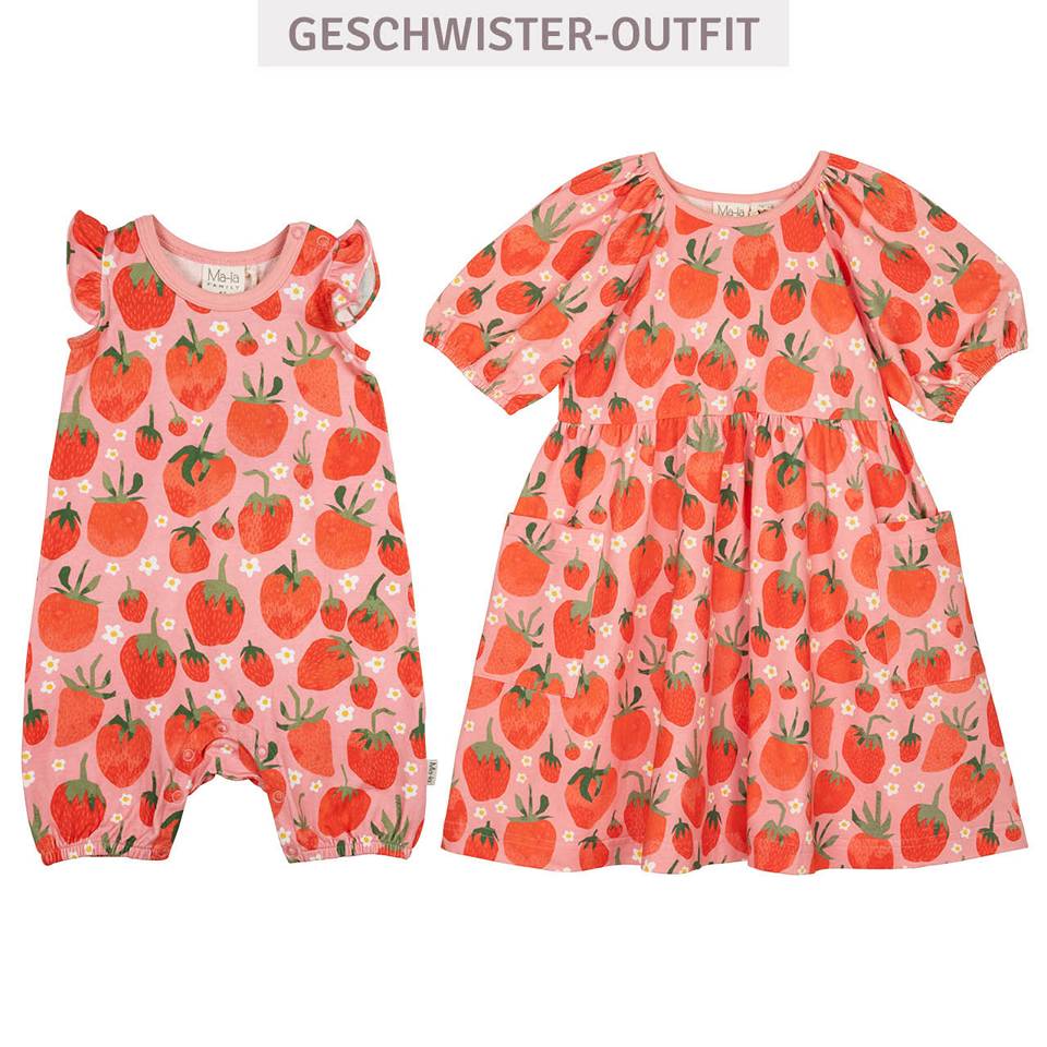 Sommer Kleid Erdbeeren rosa