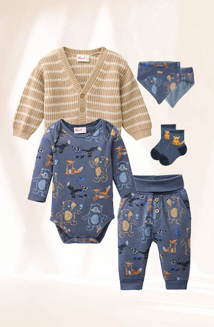 Wende Dreiecktuch Waldtiere indigo