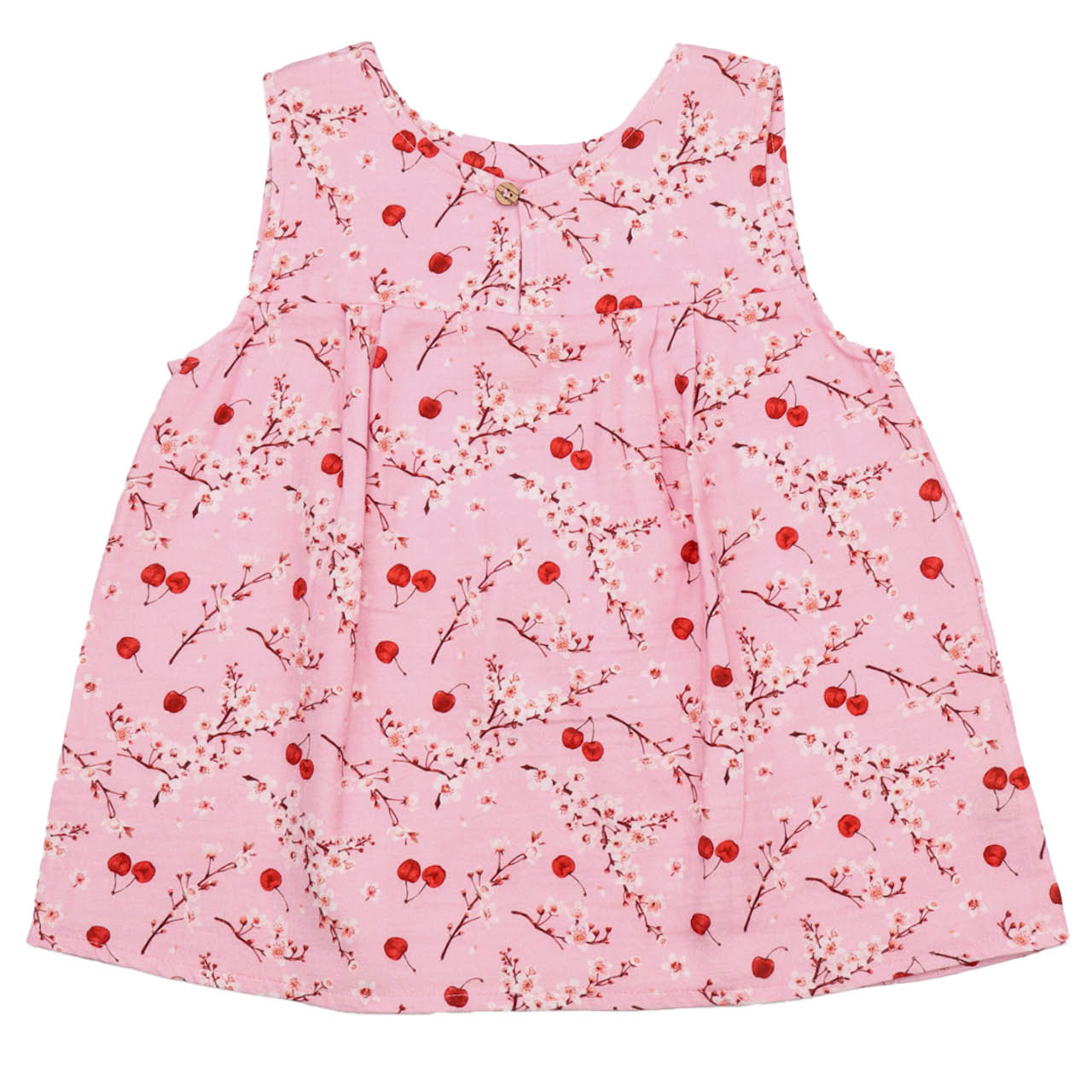 Musselin Bluse kurzarm Blumen rosa