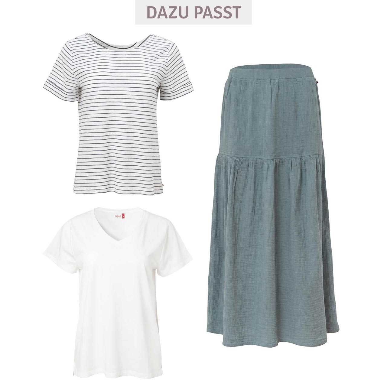 Eleganter Damen Midirock Musselin rauchblau