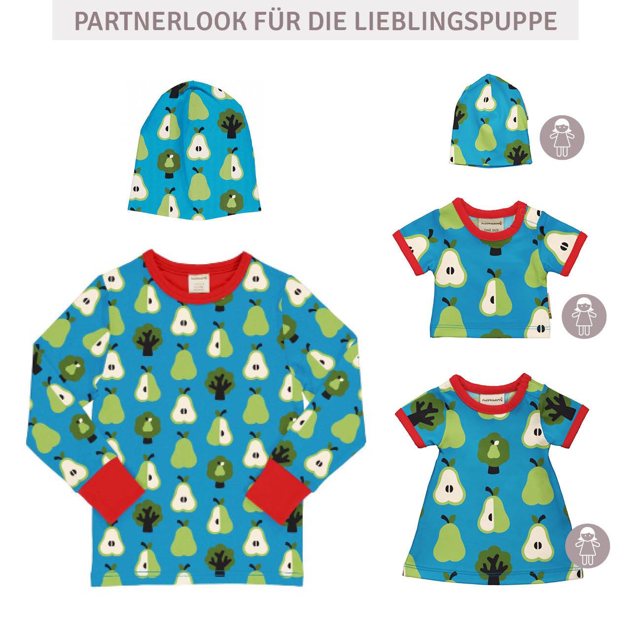 Puppenkleidung Kleidchen Birnen blau