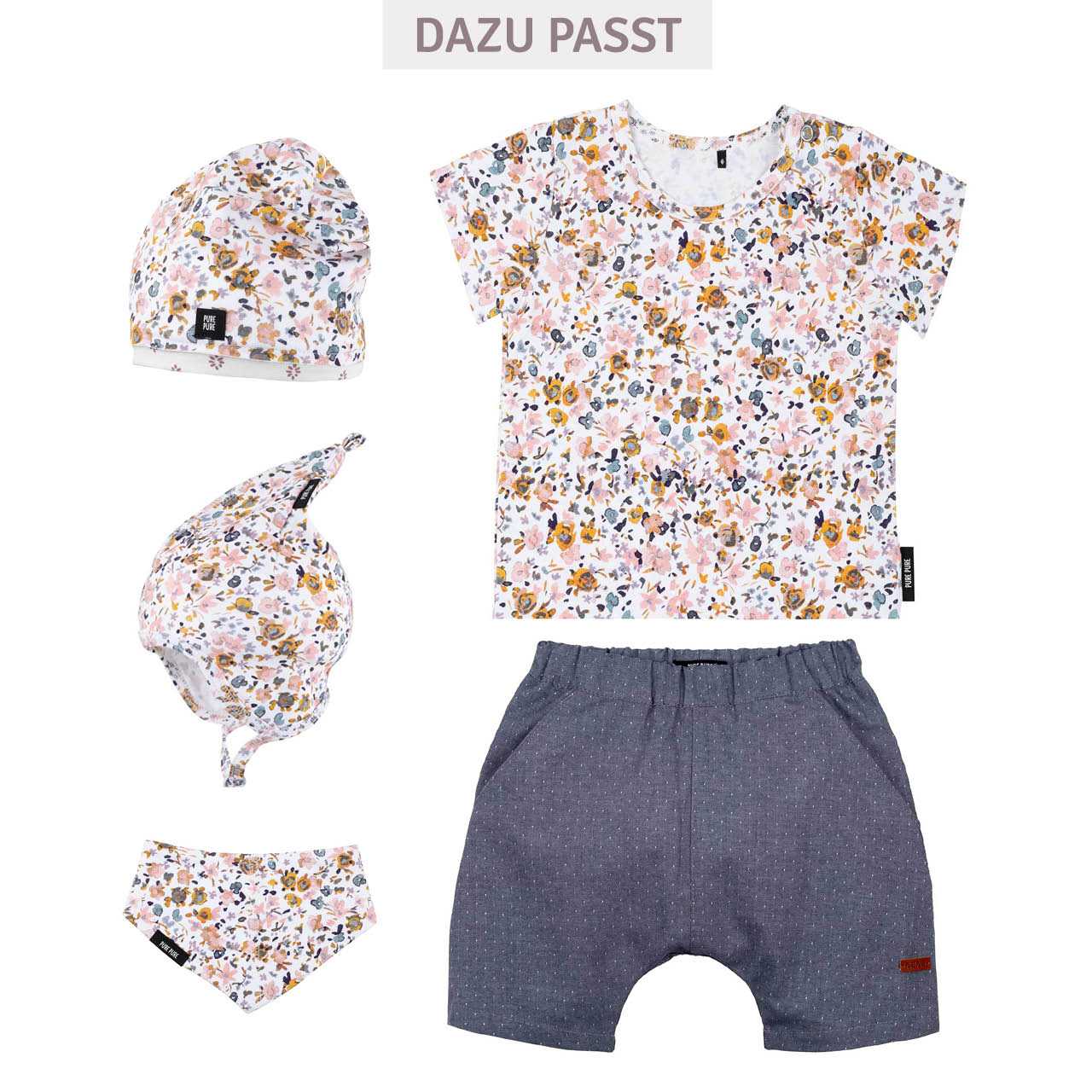 Baby Jersey Shirt kurzarm Blumen weiß