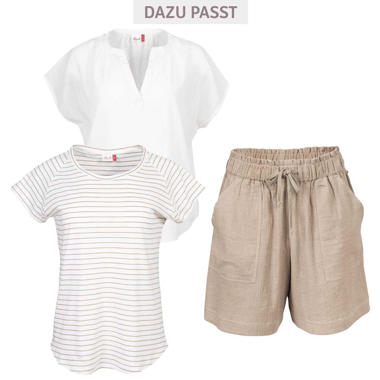 Leichte Damen Musselin Shorts Oversized-Style dunkelsand