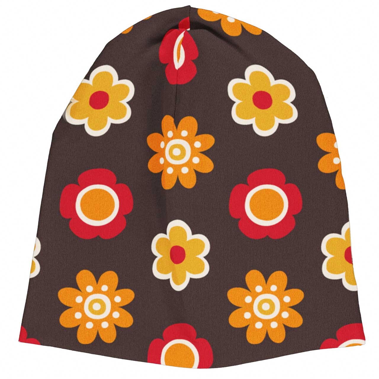 Beanie leicht Blumen braun