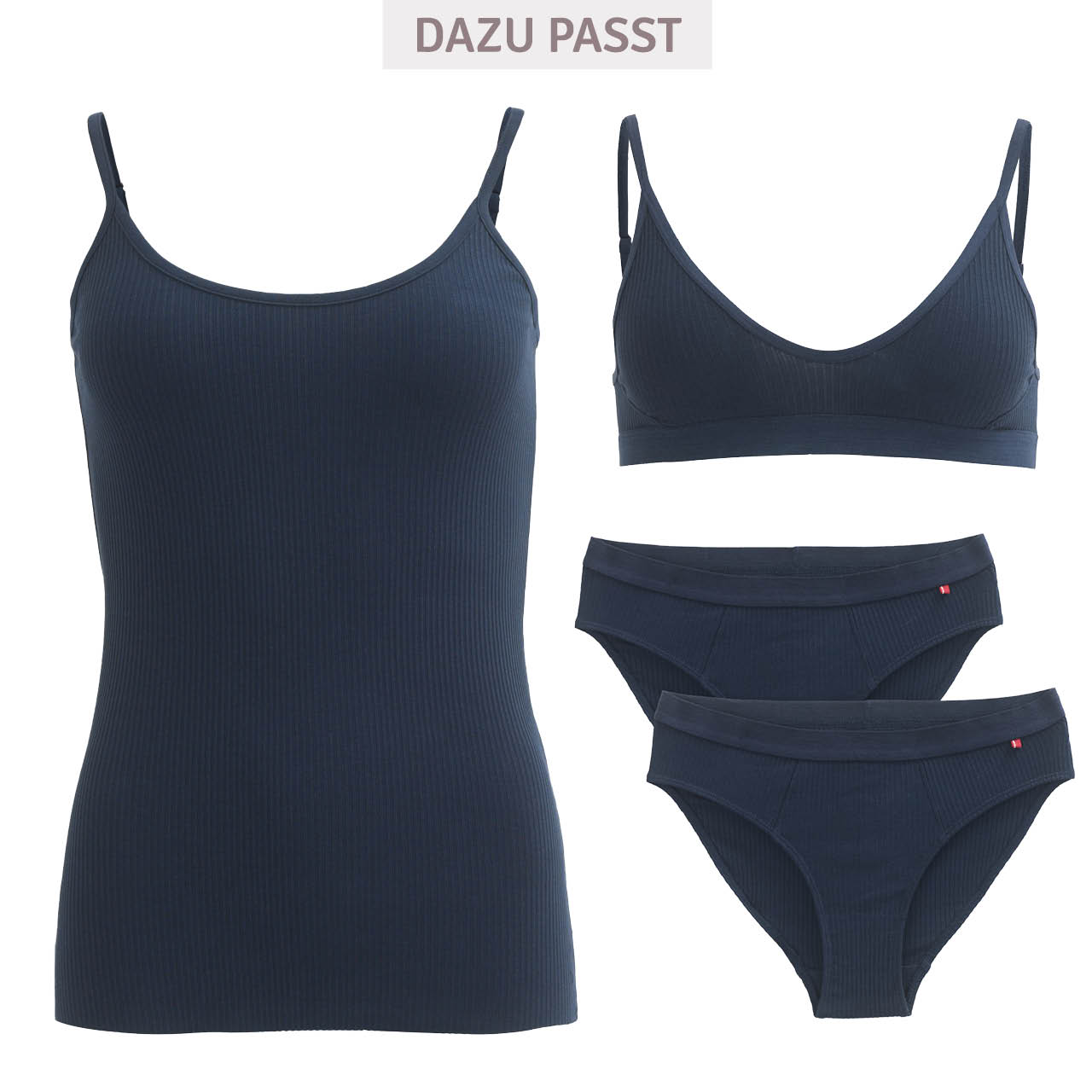 Damen Bralette dunkelblau Rippe