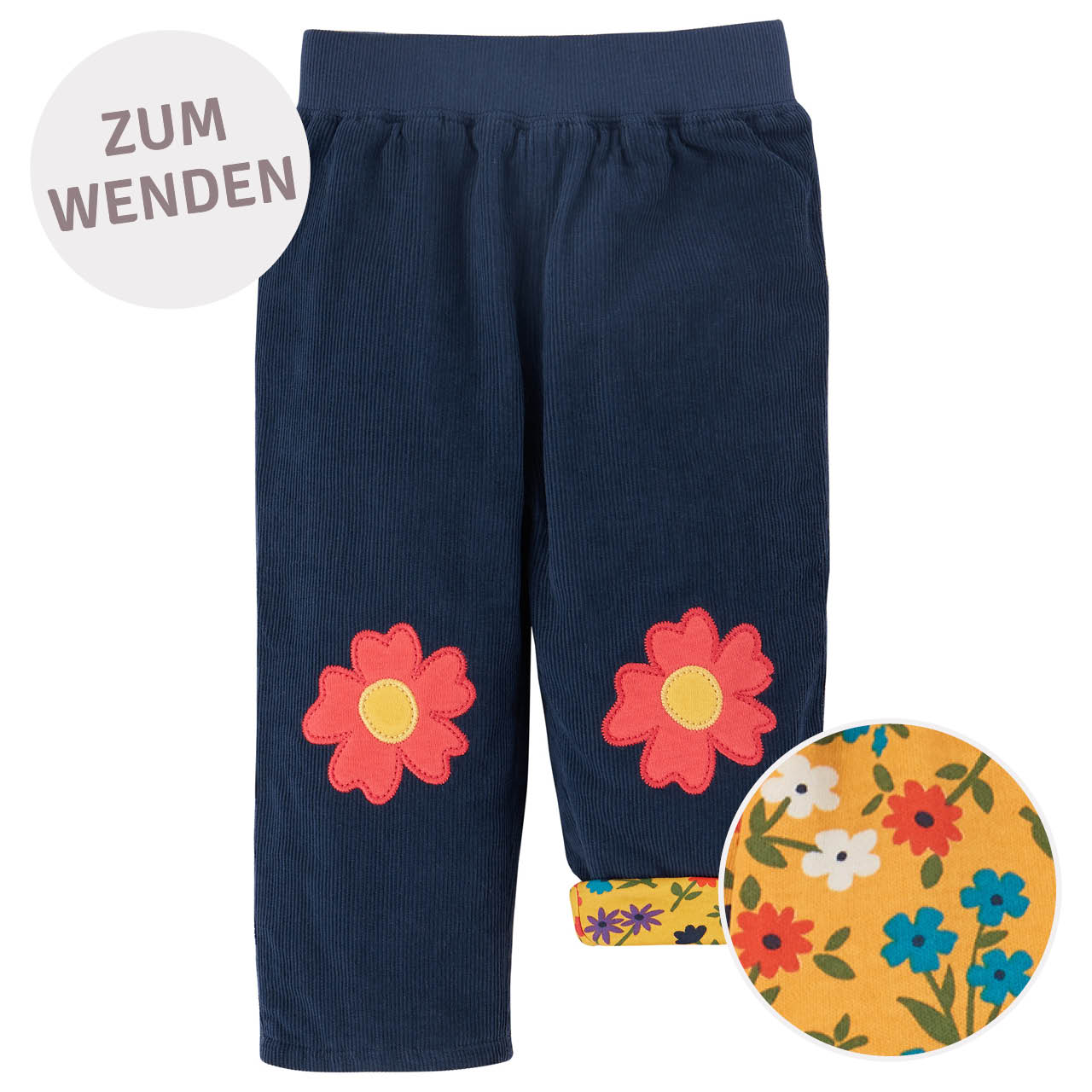 Warme Cordhose zum Wenden Blume