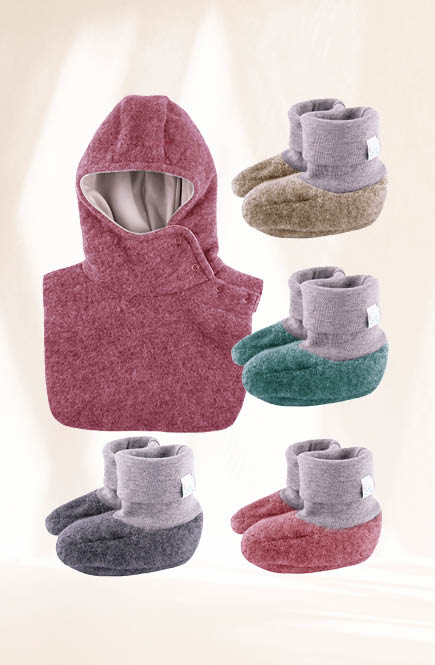 Warme Wollfleece Schlupfhaube altrosa