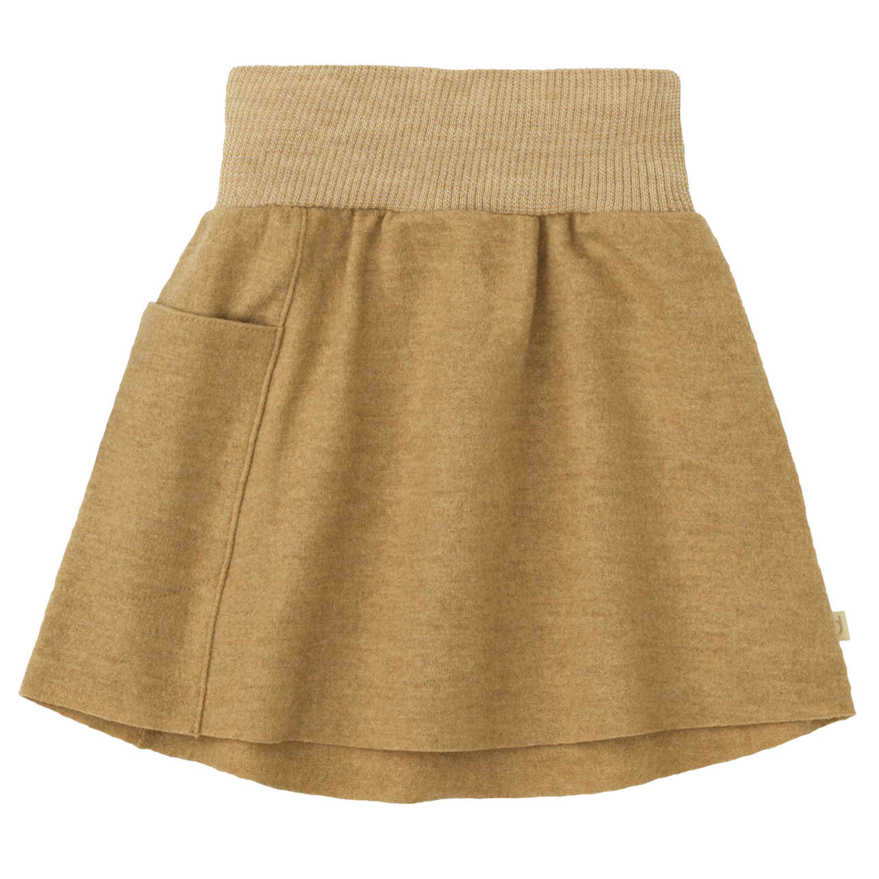Warmer Woll Rock mit Strickbund karamell